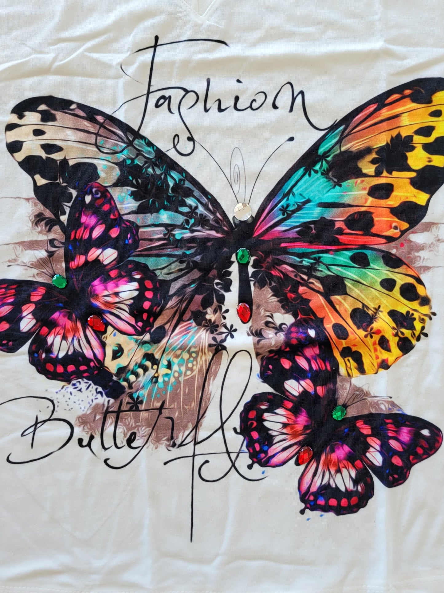 Butterfly T-Shirt with Rhinestone
