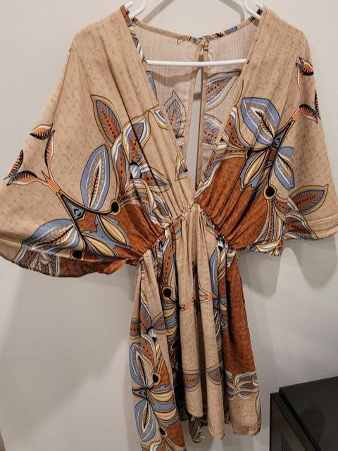 Plunging Neck Tie Back (button) Dress