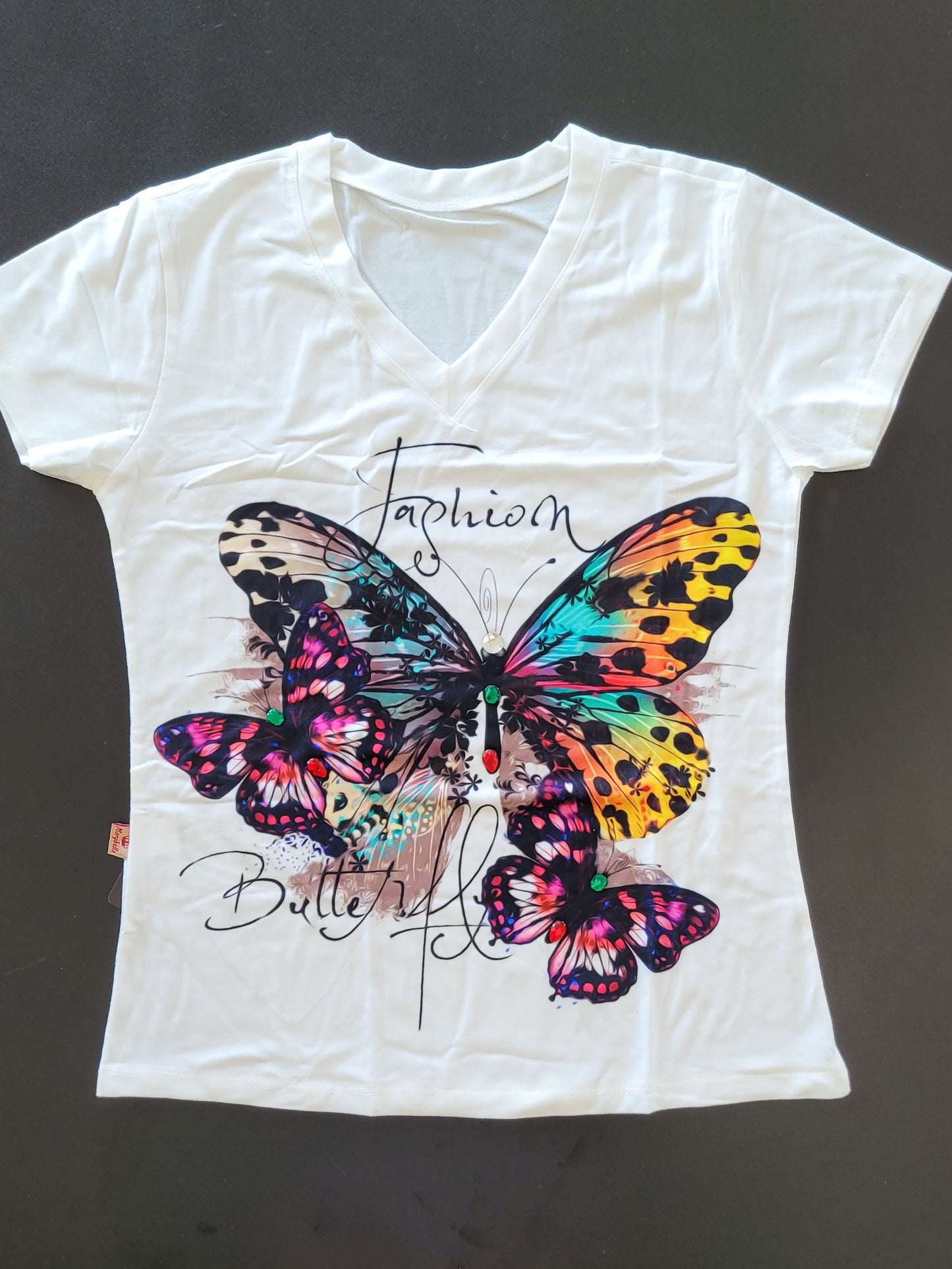 Butterfly T-Shirt with Rhinestone