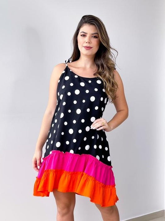 Polka Dot Shoulder Tie Cami Dress