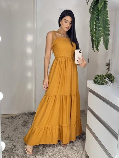 Pala Shoulder Tie Maxi Dress